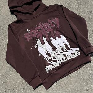 Brown and pink society777 hoodies